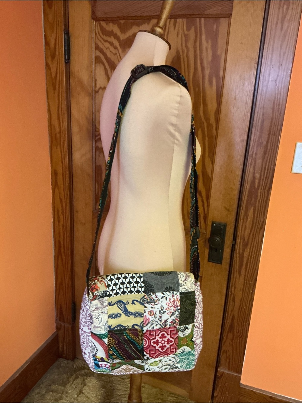 Grateful Dead Dancing Bear Patchwork Crossbody Bag Hippie Festival Boho Tote - Picture 6 of 12
